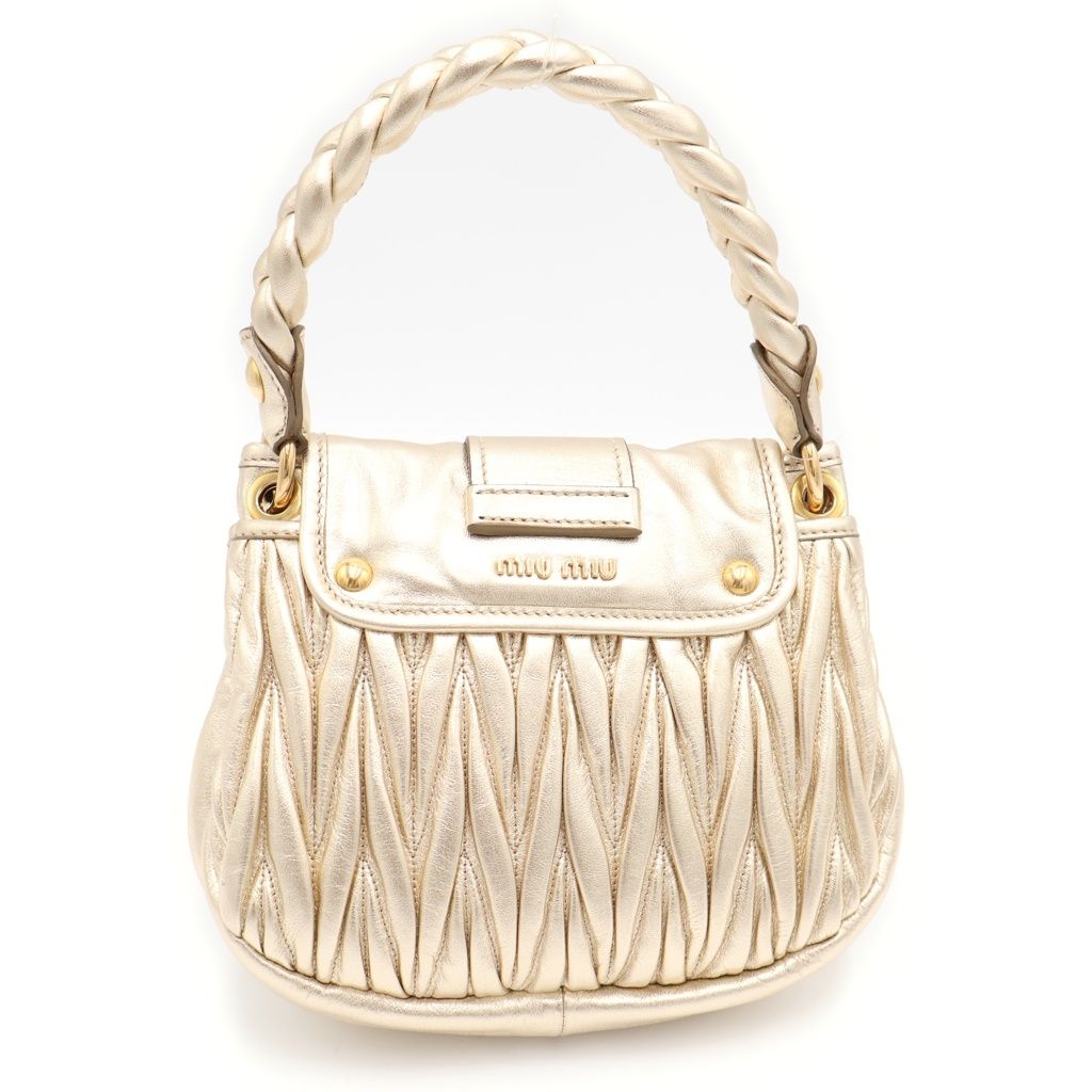 Miu Miu Matelasse Crystal 2-Way Mini Shoulder Bag Gold Leather — view 2