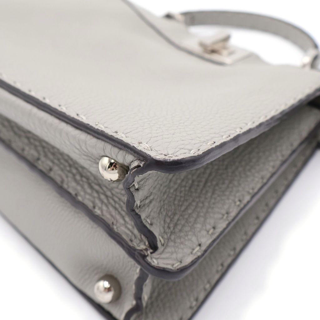 Fendi Peekaboo Selleria Small Handbag Gray Leather Silver — view 6