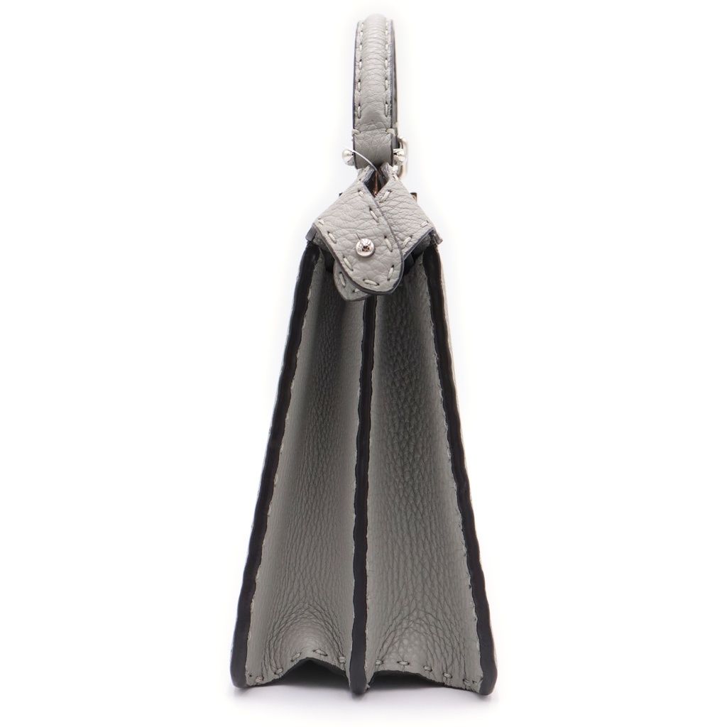 Fendi Peekaboo Selleria Small Handbag Gray Leather Silver — view 3
