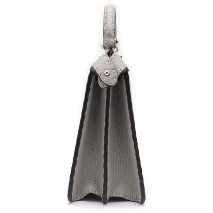 Fendi Peekaboo Selleria Small Handbag Gray Leather Silver — view 3