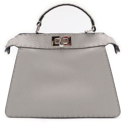 Fendi Peekaboo Selleria Small Handbag Gray Leather Silver — view 2
