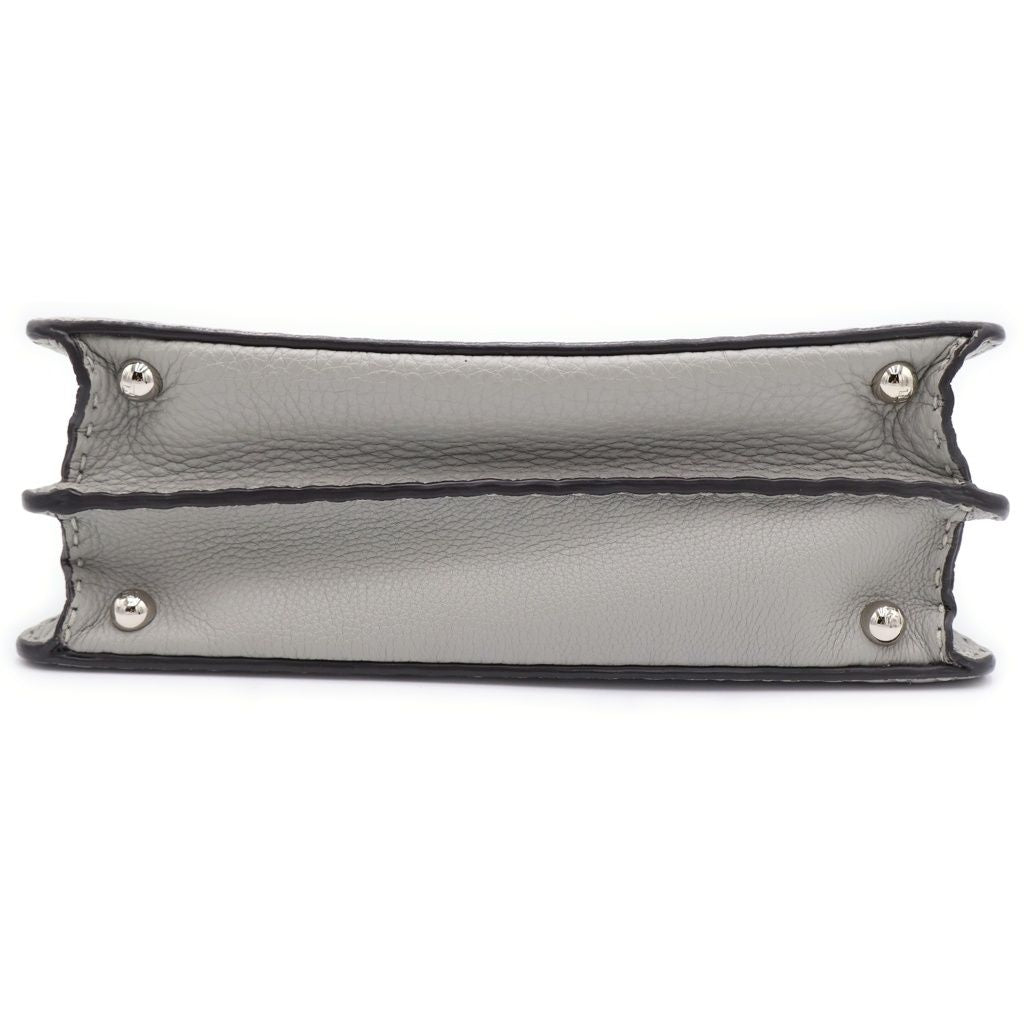 Fendi Peekaboo Selleria Small Handbag Gray Leather Silver — view 4