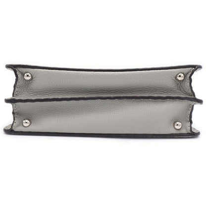 Fendi Peekaboo Selleria Small Handbag Gray Leather Silver — view 4