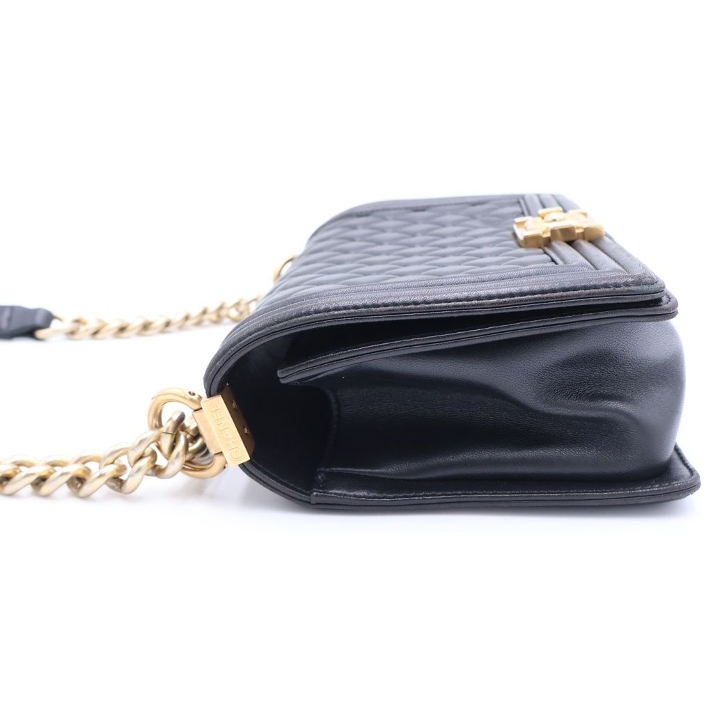 Chanel Lambskin Leather Chain Shoulder Bag Black Gold — view 3