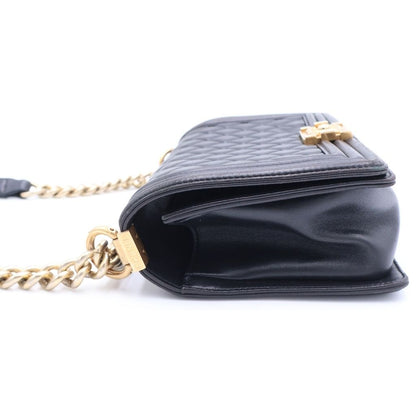 Chanel Lambskin Leather Chain Shoulder Bag Black Gold — view 3