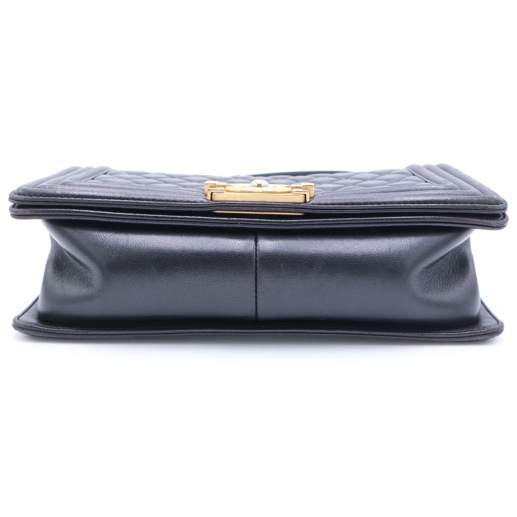 Chanel Lambskin Leather Chain Shoulder Bag Black Gold — view 4