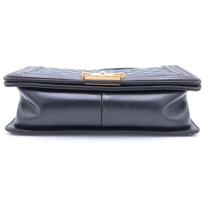 Chanel Lambskin Leather Chain Shoulder Bag Black Gold — view 4