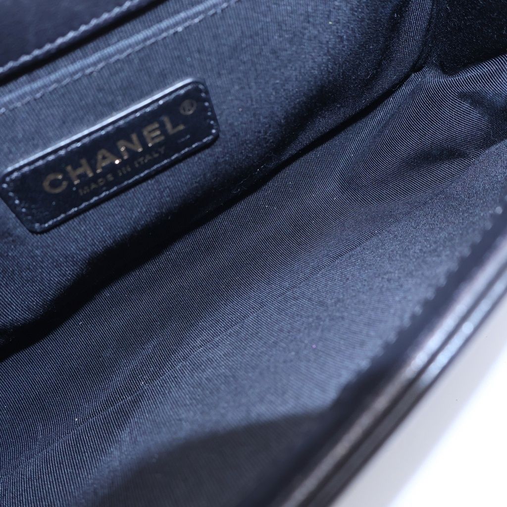Chanel Lambskin Leather Chain Shoulder Bag Black Gold — view 5