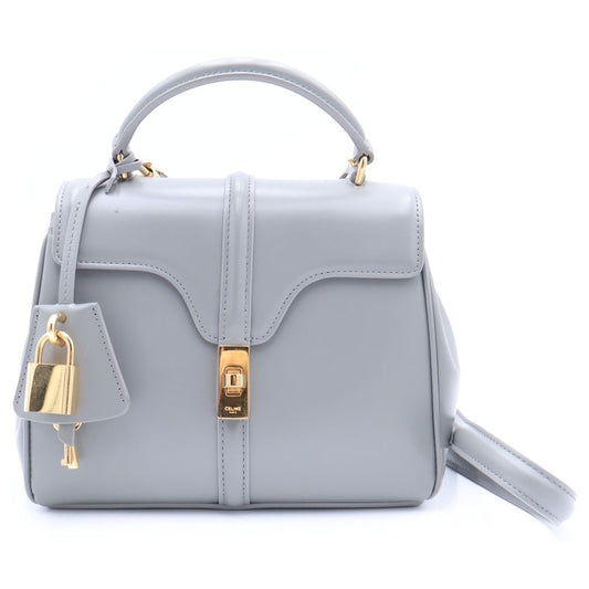 Celine 16 Saise Small 2-Way Mini Shoulder Bag Gray Leather Gold