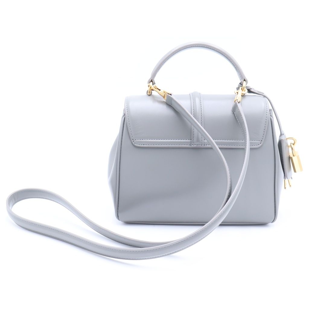 Celine 16 Saise Small 2-Way Mini Shoulder Bag Gray Leather Gold — view 2