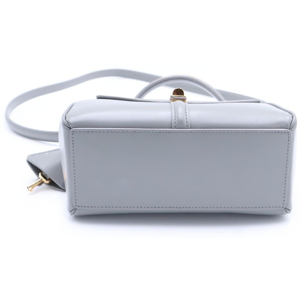 Celine 16 Saise Small 2-Way Mini Shoulder Bag Gray Leather Gold — view 4
