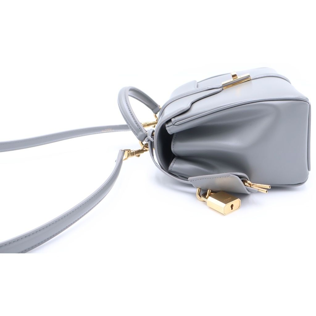Celine 16 Saise Small 2-Way Mini Shoulder Bag Gray Leather Gold — view 3