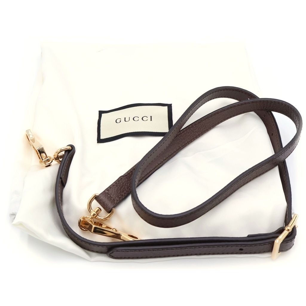 Gucci Ophidia Leather 2-Way Bag Gray Brown Gold — view 6