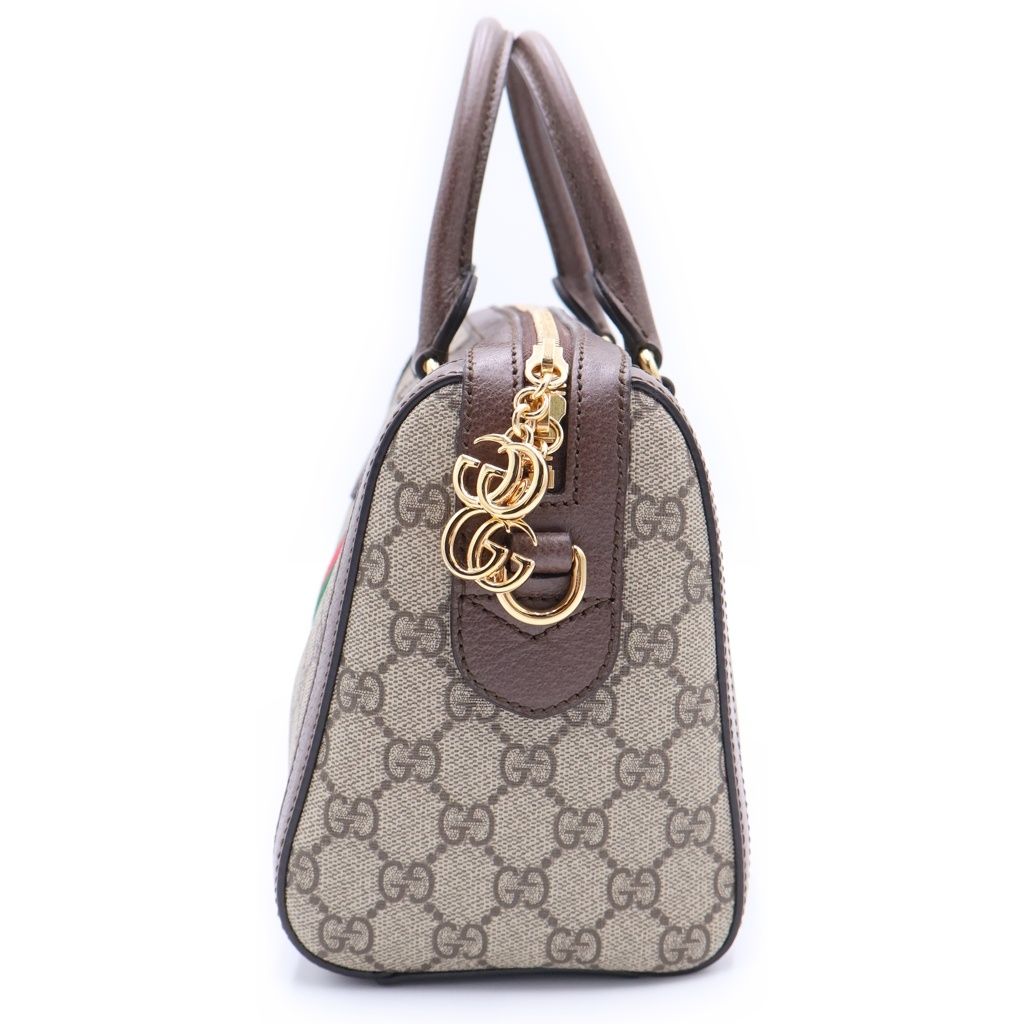 Gucci Ophidia Leather 2-Way Bag Gray Brown Gold — view 3