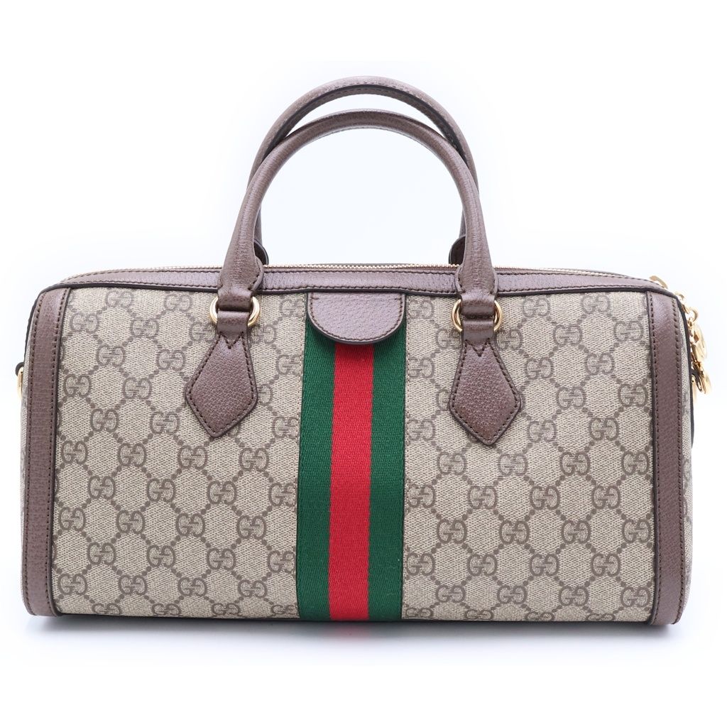 Gucci Ophidia Leather 2-Way Bag Gray Brown Gold — view 2