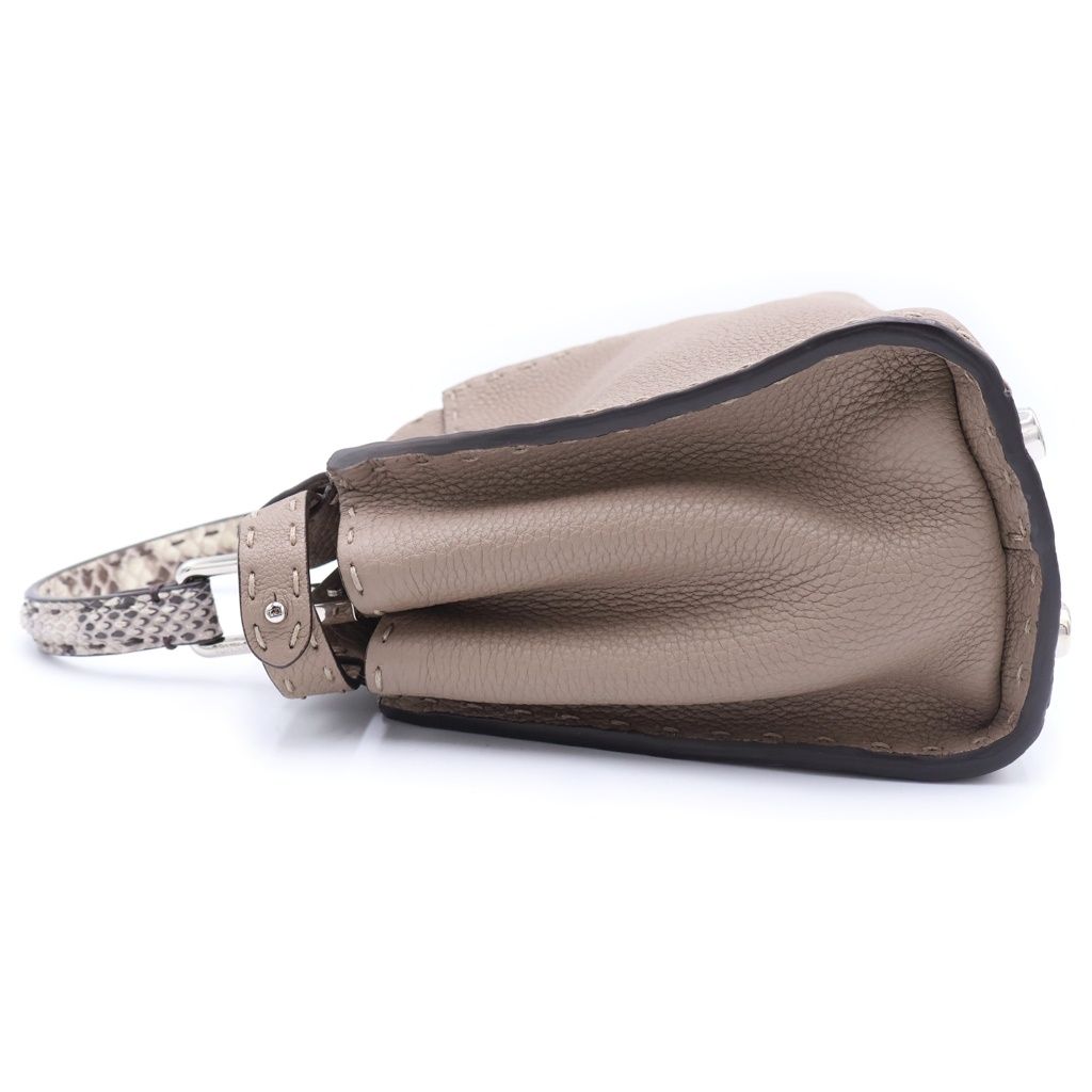 Fendi Peekaboo Mini Gray Ju 2-Way Shoulder Bag Leather Silver — view 3