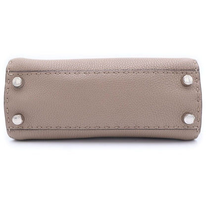 Fendi Peekaboo Mini Gray Ju 2-Way Shoulder Bag Leather Silver — view 4
