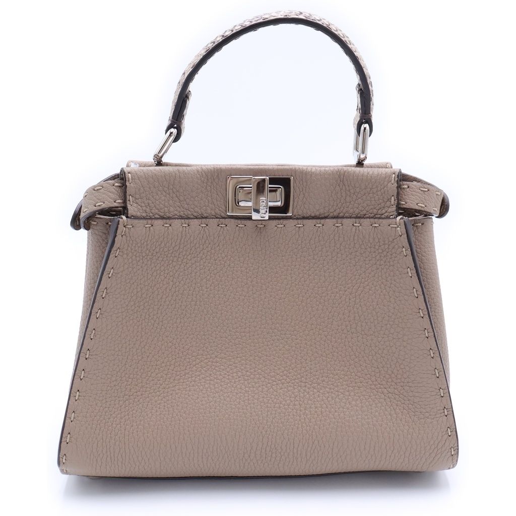 Fendi Peekaboo Mini Gray Ju 2-Way Shoulder Bag Leather Silver — view 2