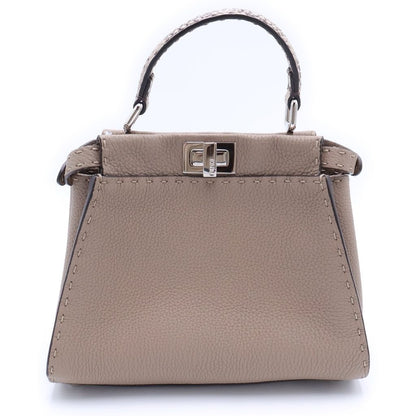 Fendi Peekaboo Mini Gray Ju 2-Way Shoulder Bag Leather Silver — view 2