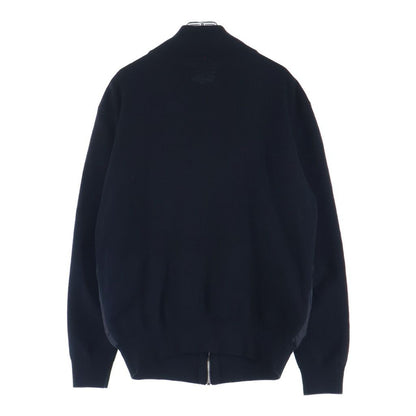 Prada Triangle Logo Knit Contrast Zip Up Nylon Jacket Black — view 2