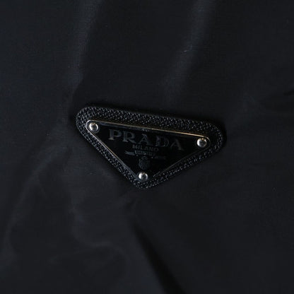 Prada Triangle Logo Knit Contrast Zip Up Nylon Jacket Black — view 5