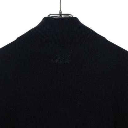 Prada Triangle Logo Knit Contrast Zip Up Nylon Jacket Black — view 4