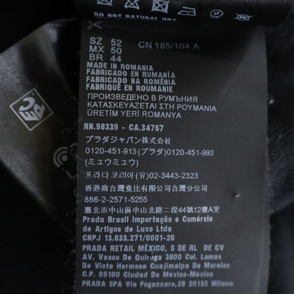 Prada Triangle Logo Knit Contrast Zip Up Nylon Jacket Black — view 8
