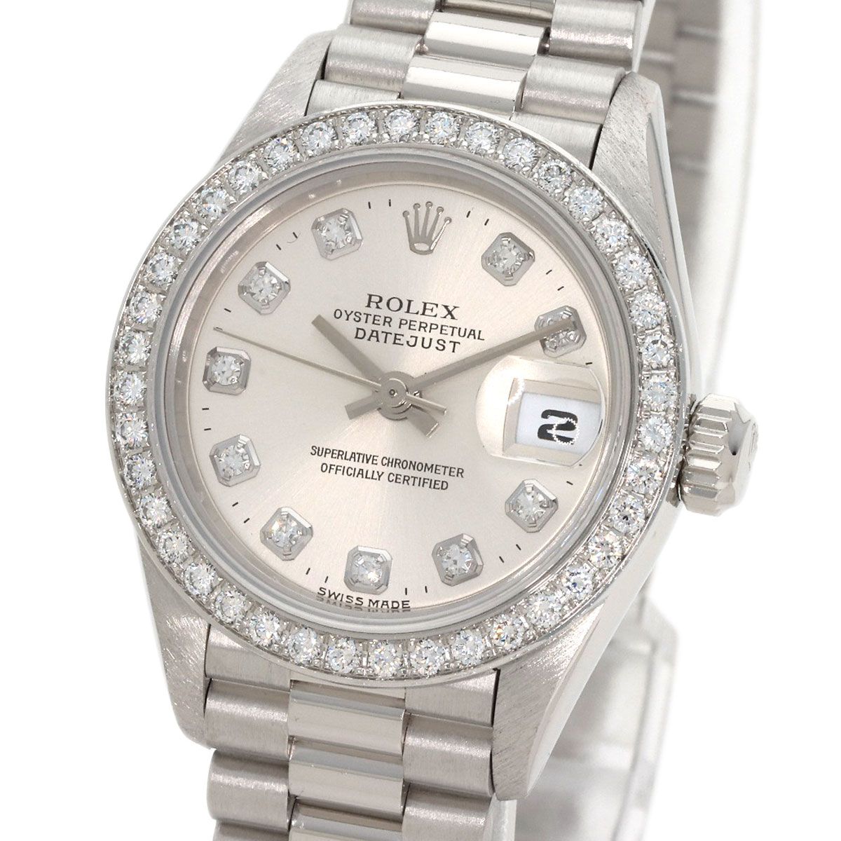 Rolex Datejust Diamond Watch PT — view 3