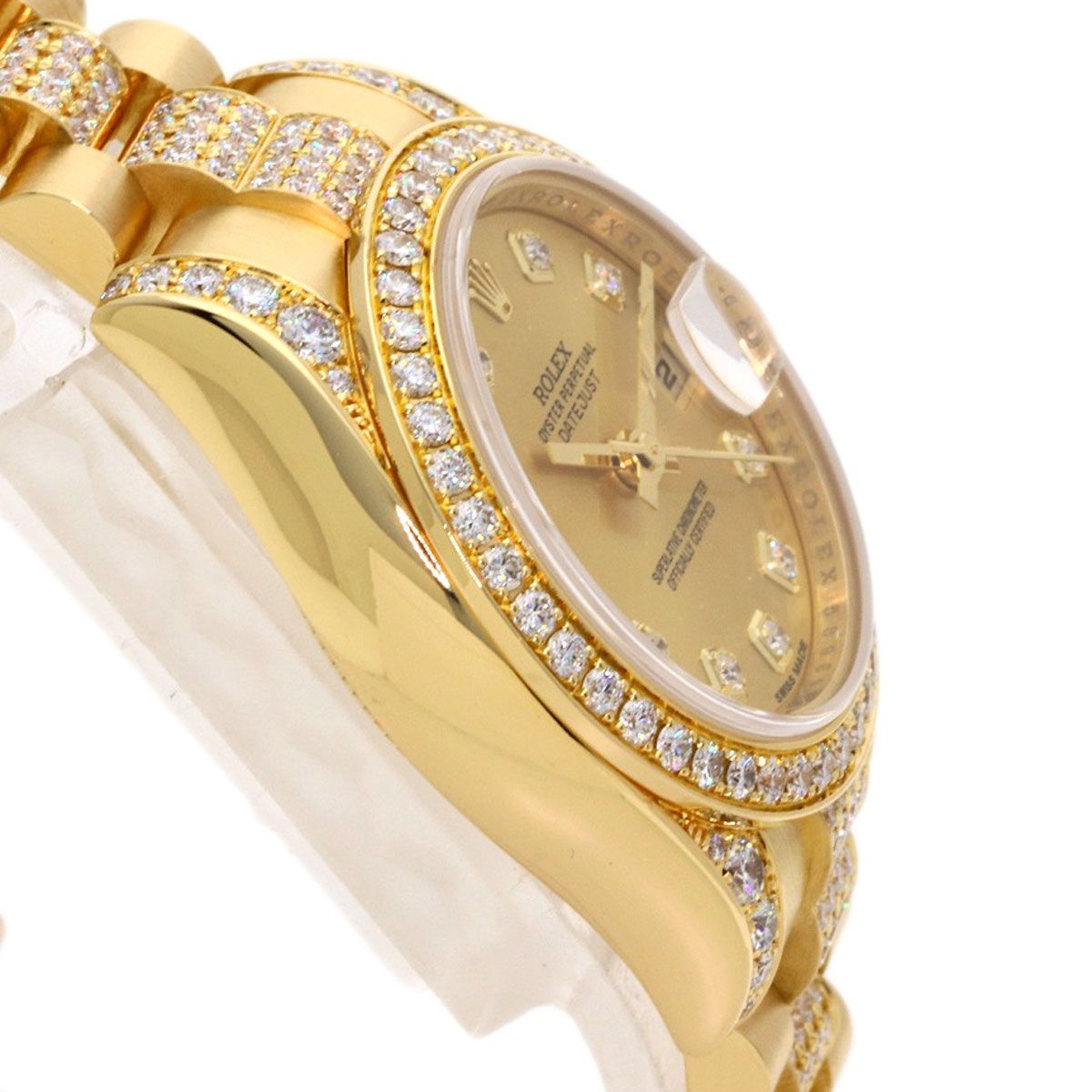 Rolex Datejust Diamond Watch 18k Yellow Gold Goldx — view 6