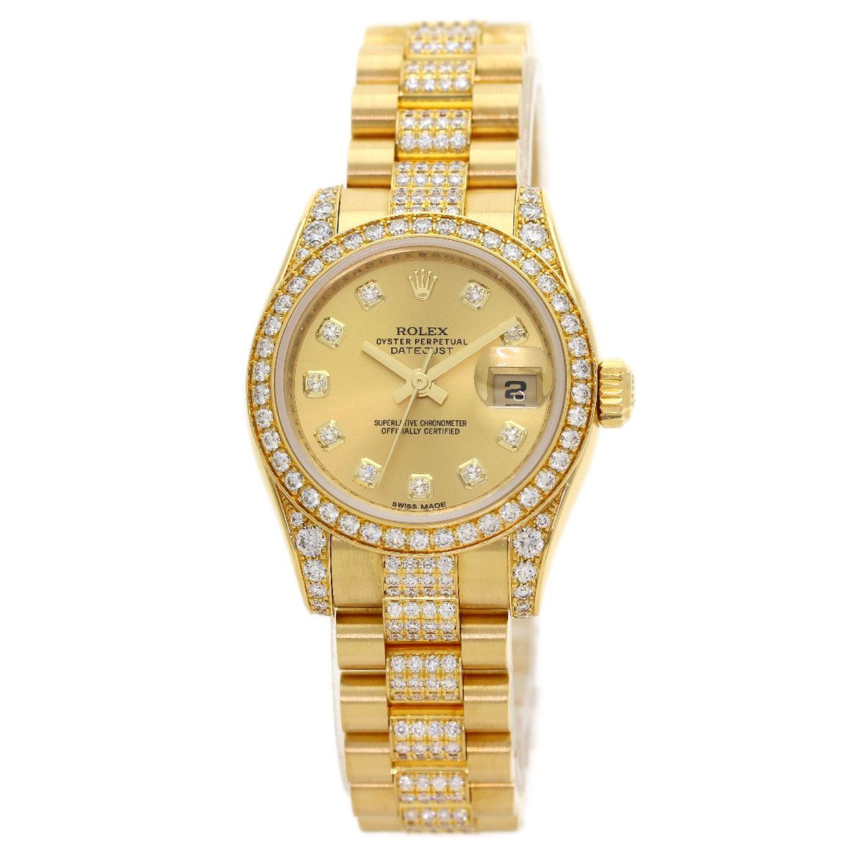 Rolex Datejust Diamond Watch 18k Yellow Gold Goldx