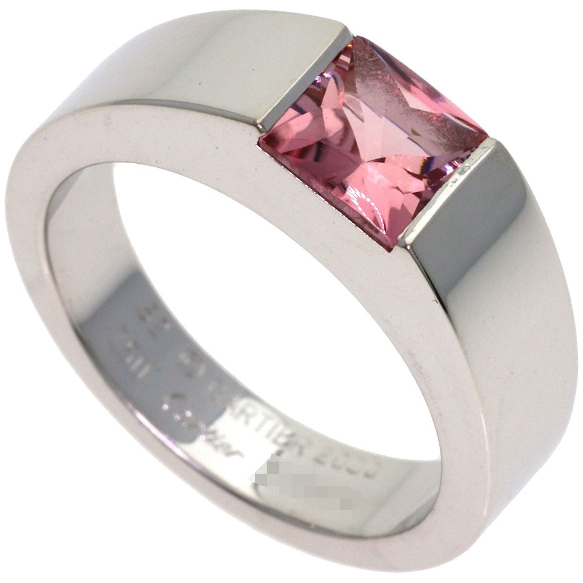 Cartier Tank Pink Tourmaline 52 Ring 18k White Gold