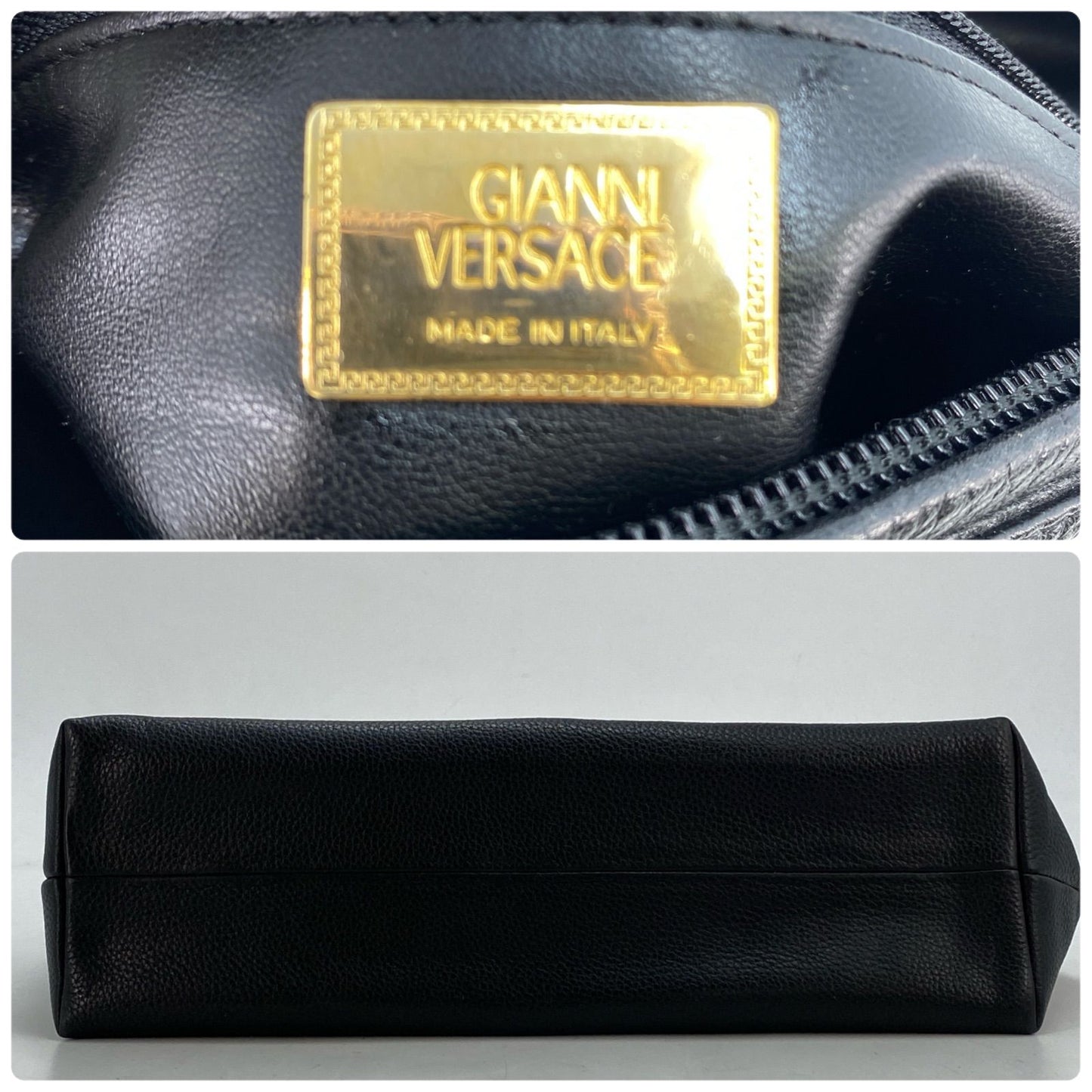Versace Pouch Handbag Leather Black Medusa Clutch Business Travel — view 5
