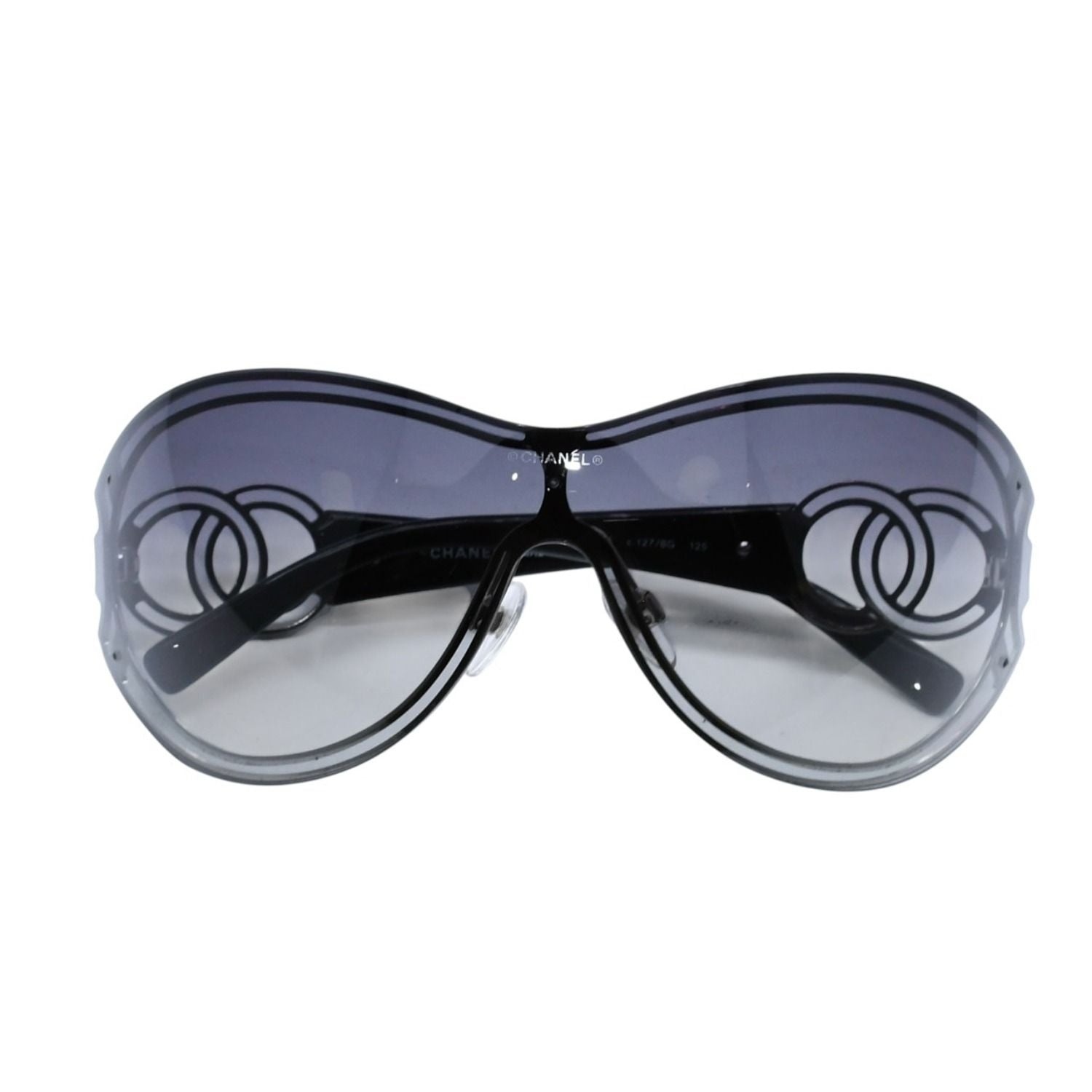 Chanel Shield Sunglasses Eyewear 125 CC Logo Black Silver — view 2
