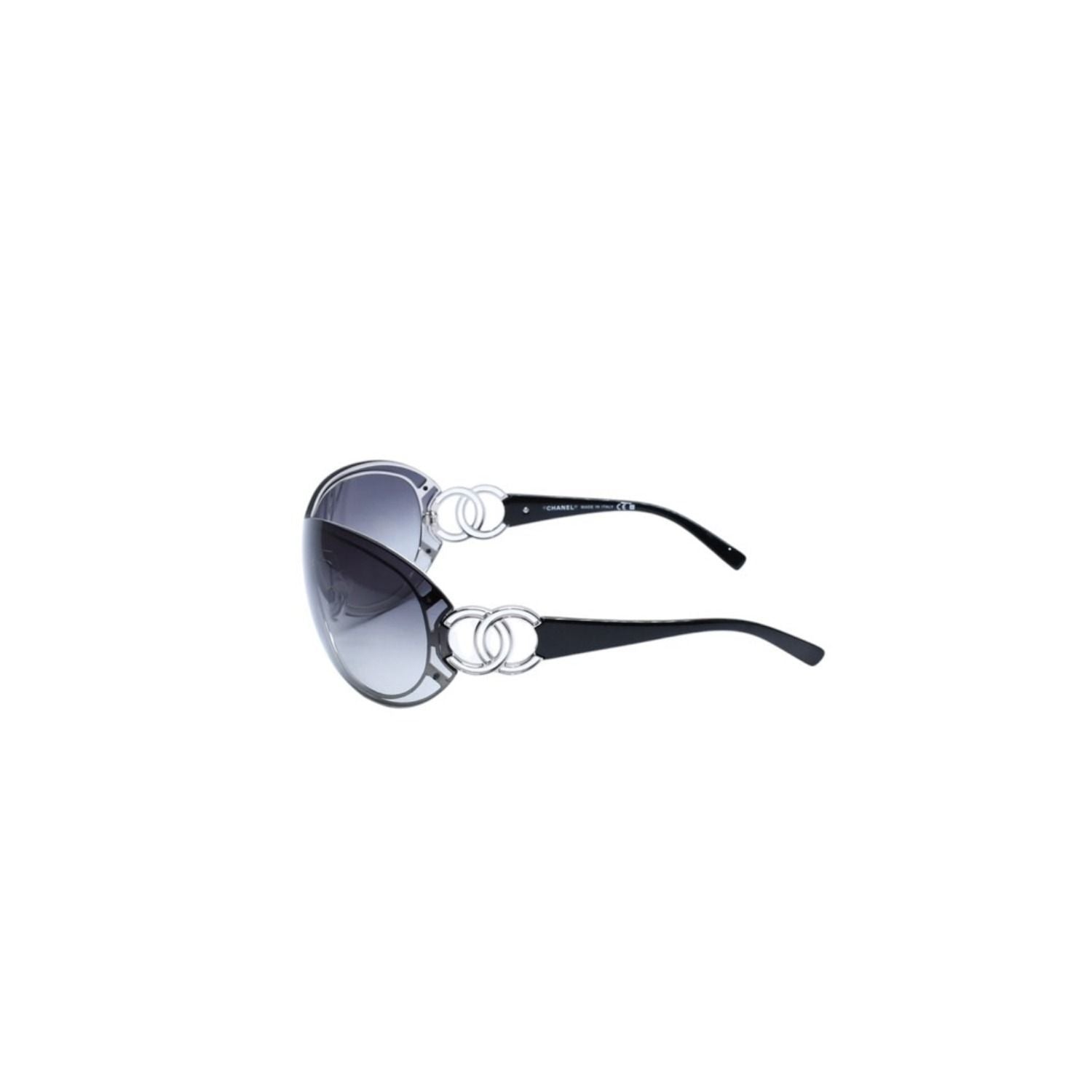 Chanel Shield Sunglasses Eyewear 125 CC Logo Black Silver — view 6