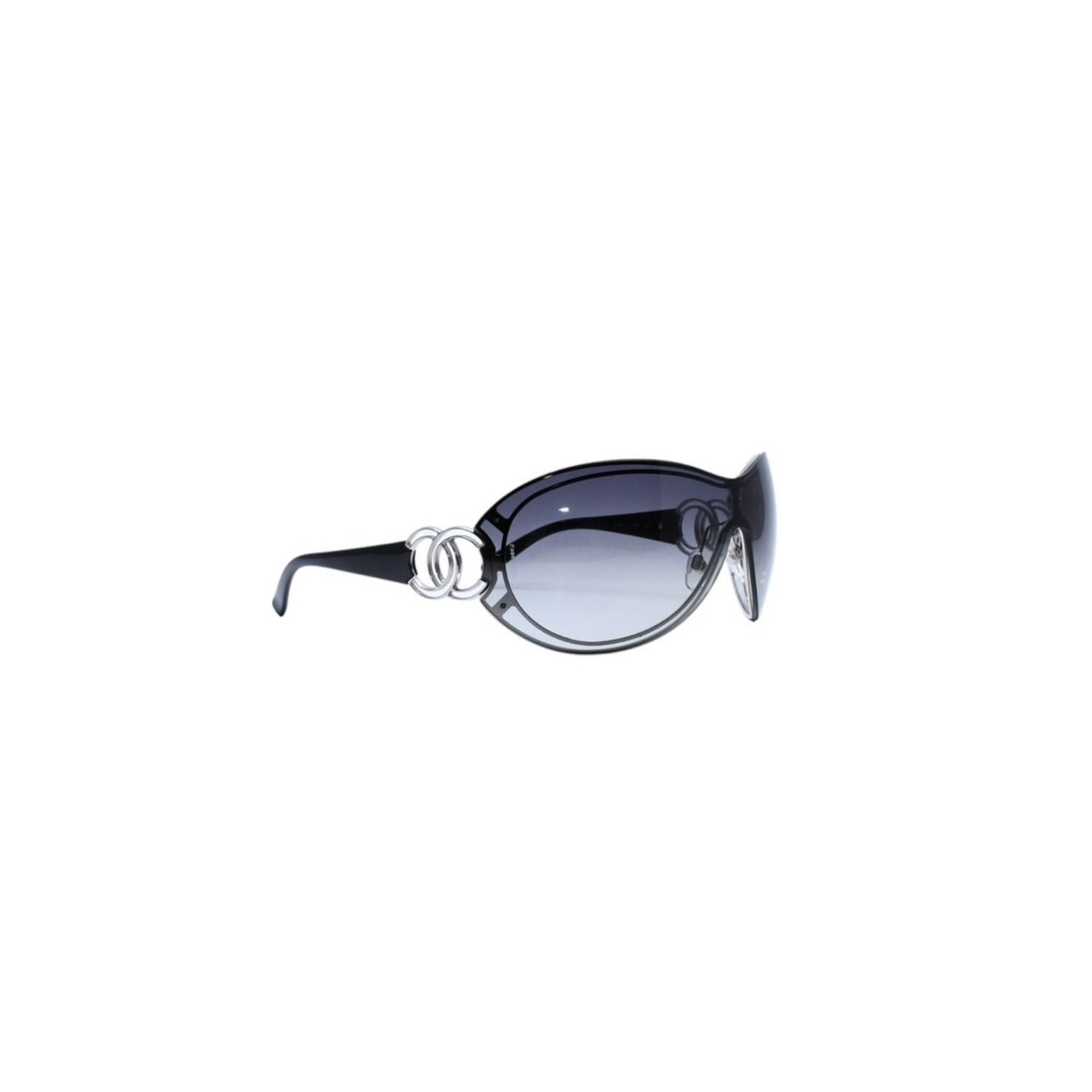 Chanel Shield Sunglasses Eyewear 125 CC Logo Black Silver — view 4