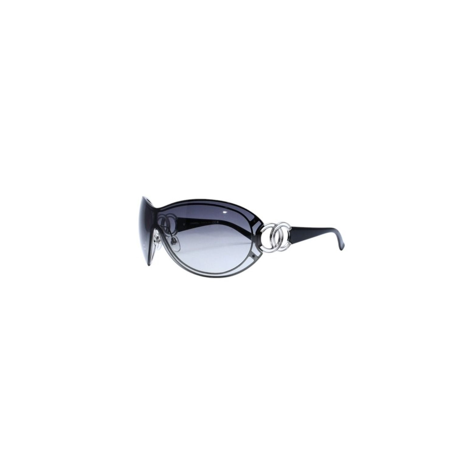 Chanel Shield Sunglasses Eyewear 125 CC Logo Black Silver — view 3