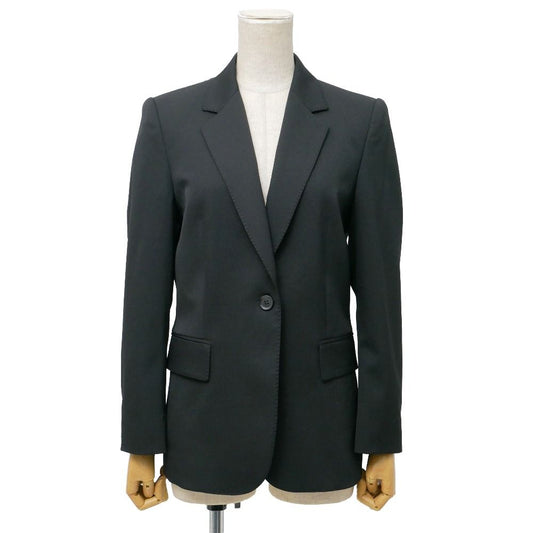 Gucci Tailored Jacket 40 Blue Leather Single Interlocking Allover Pattern