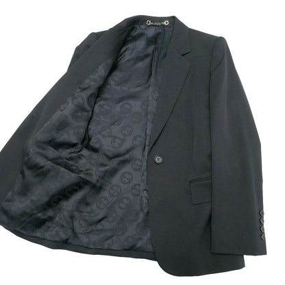 Gucci Tailored Jacket 40 Blue Leather Single Interlocking Allover Pattern — view 6