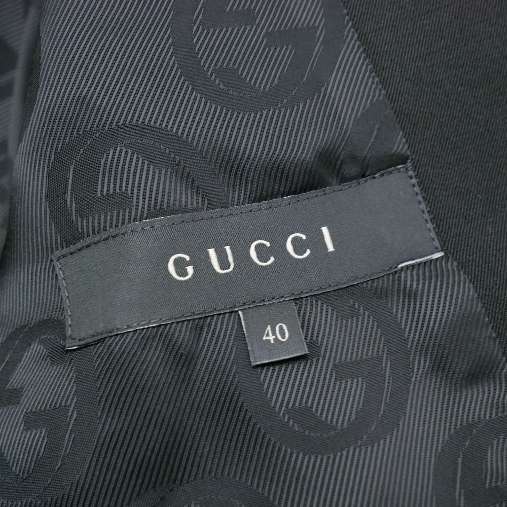 Gucci Tailored Jacket 40 Blue Leather Single Interlocking Allover Pattern — view 8