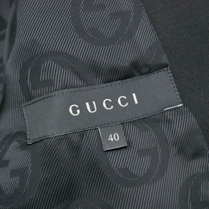 Gucci Tailored Jacket 40 Blue Leather Single Interlocking Allover Pattern — view 8