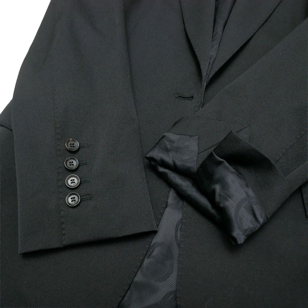 Gucci Tailored Jacket 40 Blue Leather Single Interlocking Allover Pattern — view 4