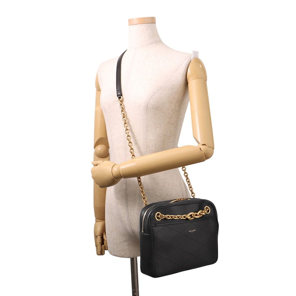 Saint Laurent Paris Chain Shoulder Bag Maillon Leather 2-Way Black — view 5
