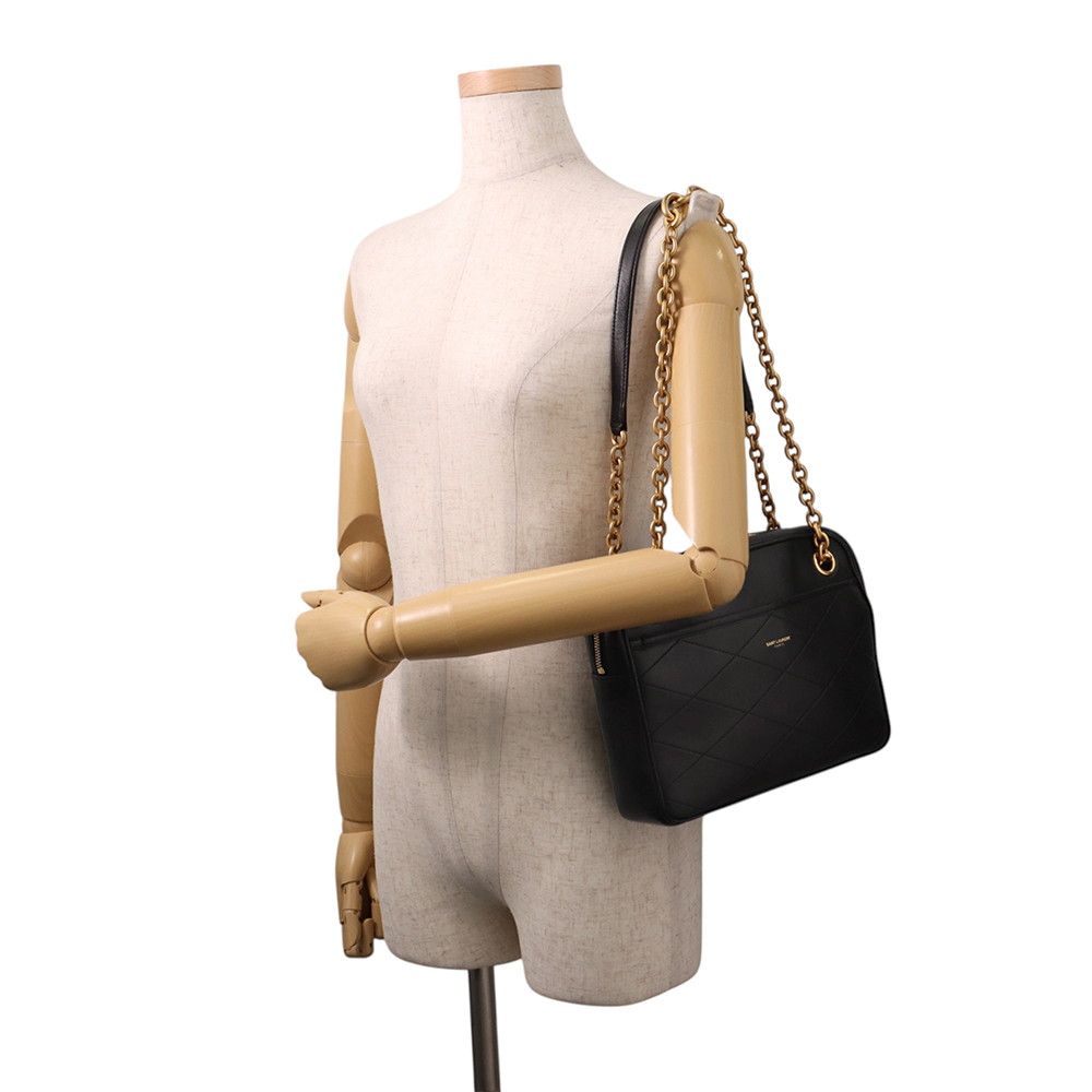 Saint Laurent Paris Chain Shoulder Bag Maillon Leather 2-Way Black — view 4