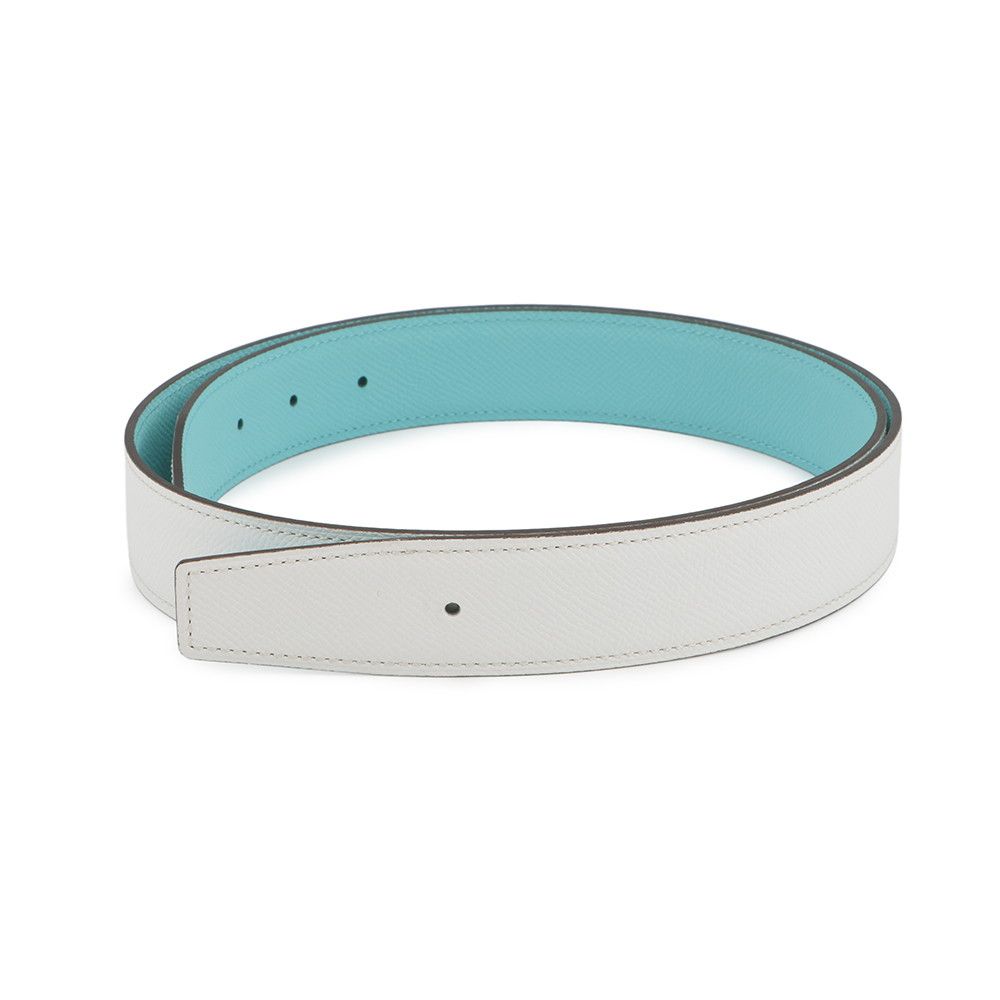 Hermes Belt 95 White Blue Atoll Epsom