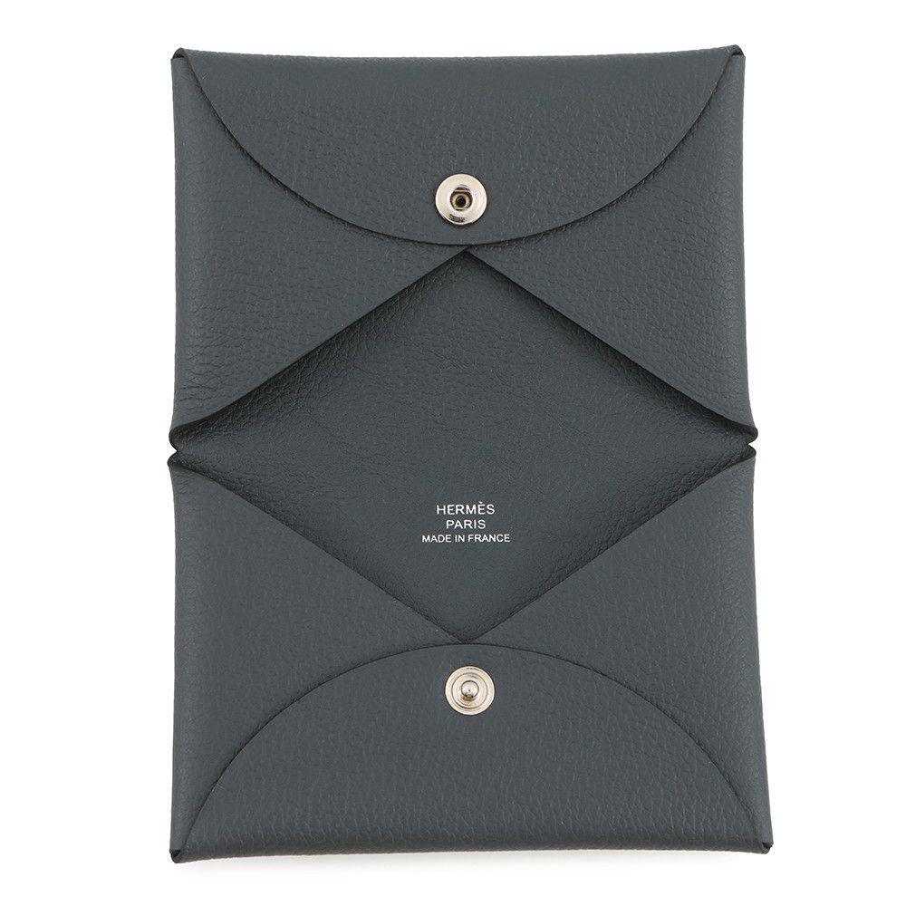 Hermes Card Case Calvi Grimisty Silver Evercolor Business Holder — view 4