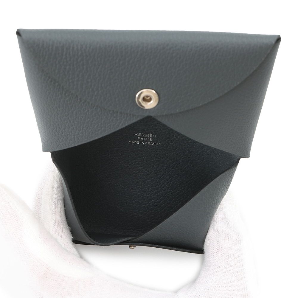 Hermes Card Case Calvi Grimisty Silver Evercolor Business Holder — view 5