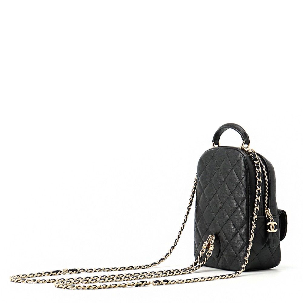 Chanel Quilted CC Logo Backpack Mini Caviar Leather 2-Way Shoulder Bag Black — view 2