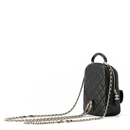 Chanel Quilted CC Logo Backpack Mini Caviar Leather 2-Way Shoulder Bag Black — view 2