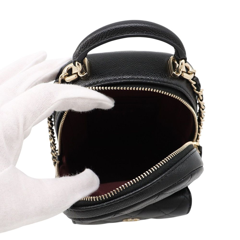 Chanel Quilted CC Logo Backpack Mini Caviar Leather 2-Way Shoulder Bag Black — view 6