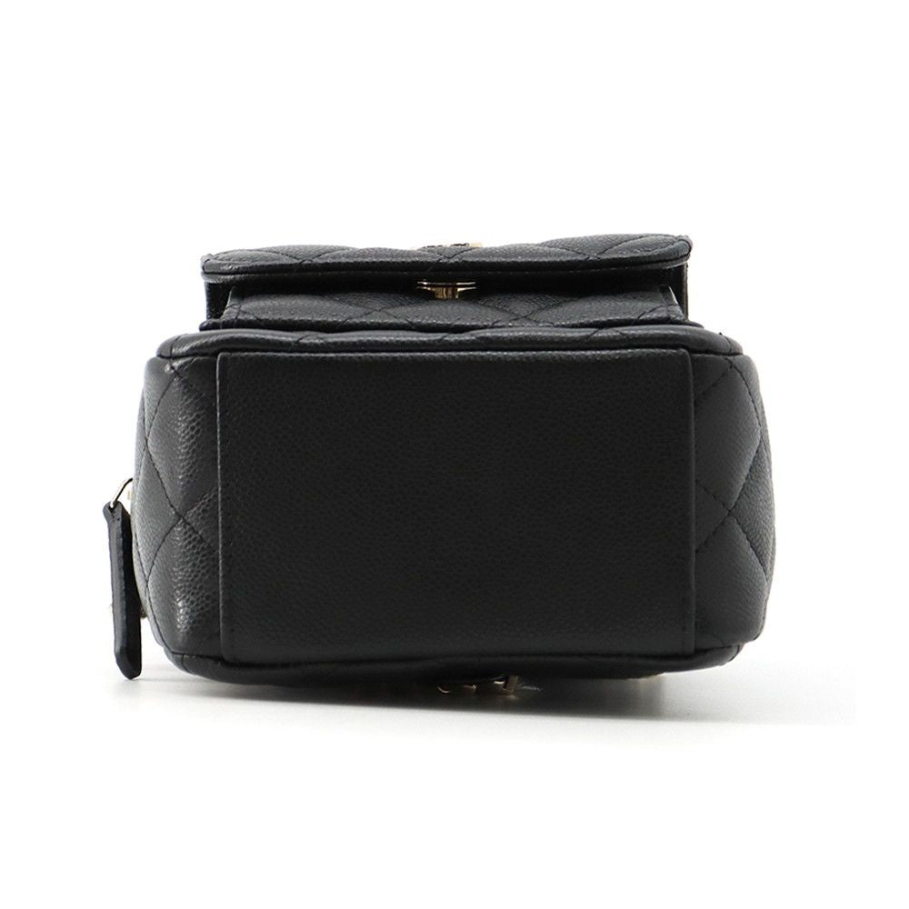 Chanel Quilted CC Logo Backpack Mini Caviar Leather 2-Way Shoulder Bag Black — view 3